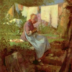 Old lady sewing